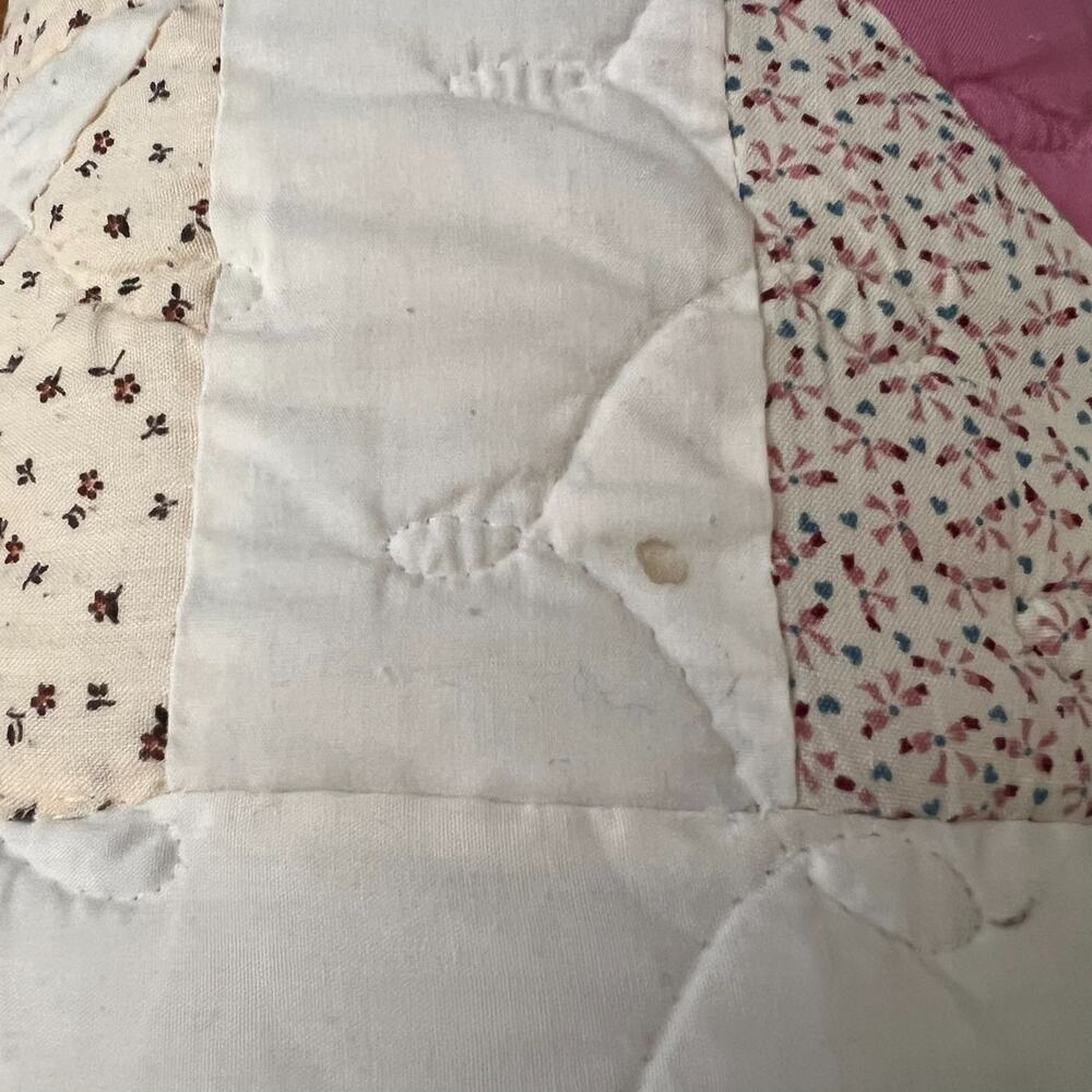 Vintage Handmade Patchwork Quilt Queen Reversible Multicolor Eight-Point Star - Picture 16 of 16